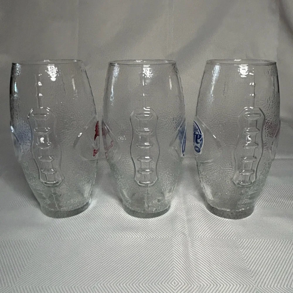 Miller Lite Tampa Bay Buccaneers Logo Football Shaped Pint Beer Glasses (3)